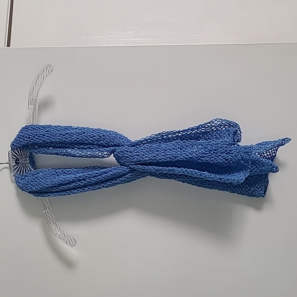 NWOT Hand Crafted, crocheted lightweight scarf.  Blue.